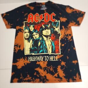 ACDC Rock Band Highway To Hell Album Acid Wash Short Sleeve T-Shirt Men's Size M
